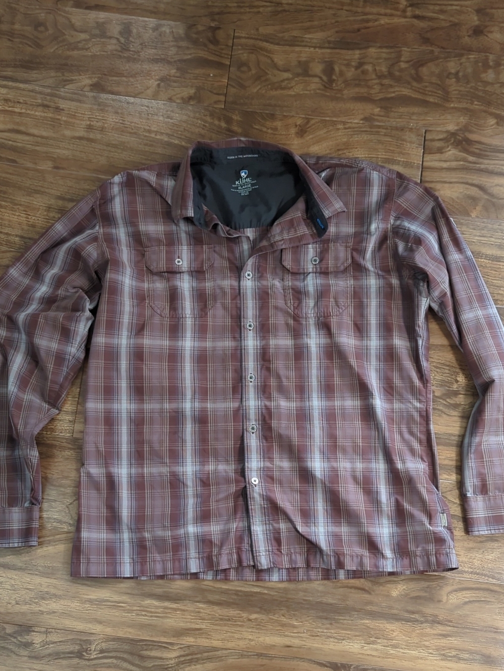 Kuhl Lightweight Button-Up Shirt - Burgundy Plaid